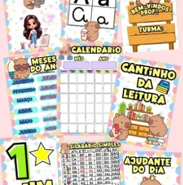Imagem Arquivo digital kit para sala de aula capivara